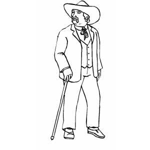Man With Cane coloring page