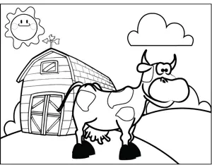 Cow on a Farm coloring page