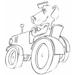 Dog Driving Tractor coloring page