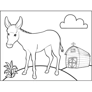 Donkey by Barn coloring page