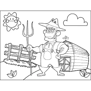 Farmer with Pitchfork coloring page