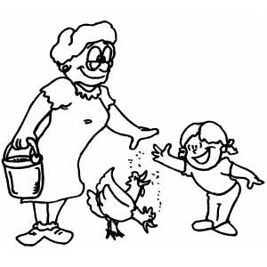 Feeding Chickens coloring page