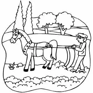 Horsedrawn Plow coloring page