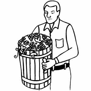 Man Carrying Grapes coloring page