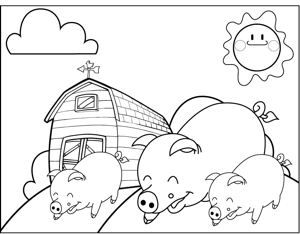 Pigs on a Farm coloring page