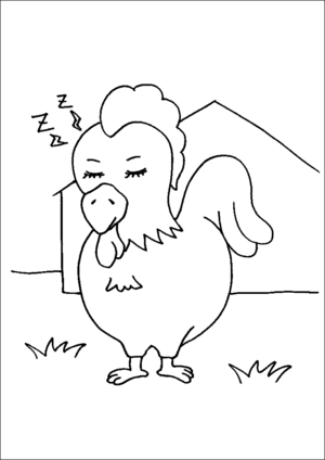 Rooster Sleeping coloring page