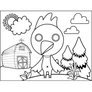 Rooster on Farm coloring page