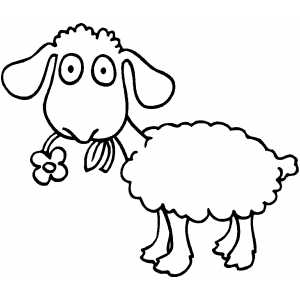Sheep With Flower coloring page