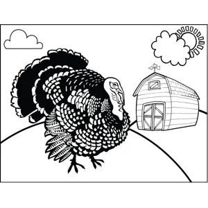 Turkey on Farm coloring page