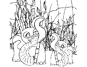 Baby and Mama Elephant coloring page