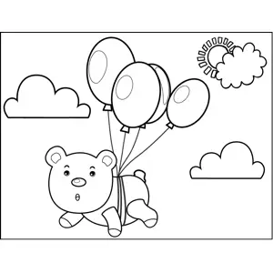 Bear Tied to Balloons coloring page