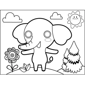 Blushing Elephant coloring page
