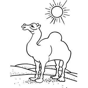 Camel in Desert Sun coloring page