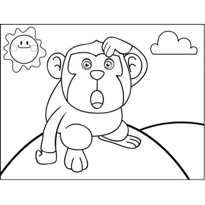 Confused Monkey coloring page