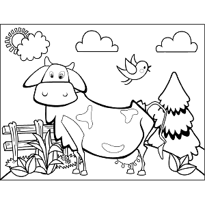 Cow in Meadow coloring page