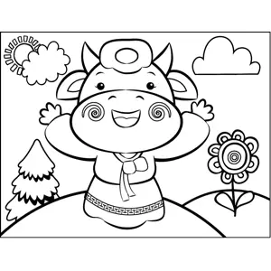 Cow in a Dress coloring page