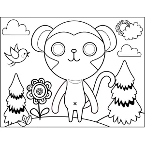 Cute Monkey coloring page