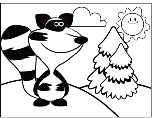 Cute Raccoon coloring page