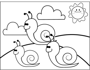 Cute Snails coloring page