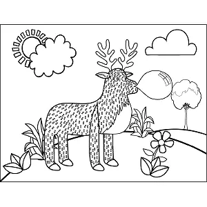 Deer Blowing Bubble coloring page