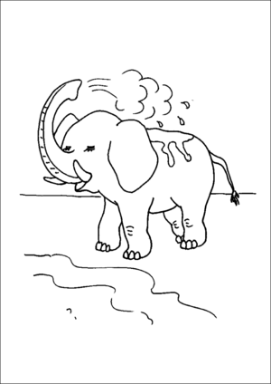 Elephant Spraying Water coloring page