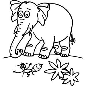 Elephant and Bug coloring page