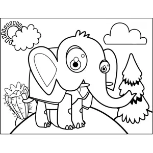Elephant with Shell coloring page