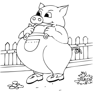 Fat Pig In Overalls coloring page