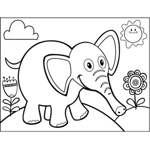 Frolicking Elephant coloring page