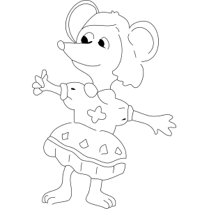 Girl Mouse in Dress coloring page