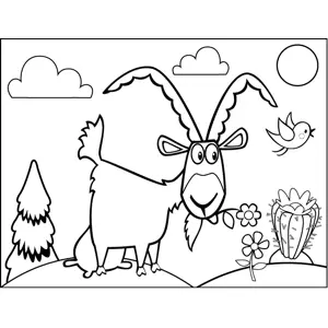 Goat Eating Flowers coloring page