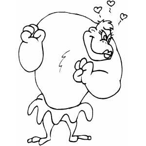 Gorilla In Love coloring page
