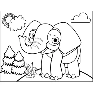 Grinning Elephant coloring page
