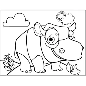Grinning Hippo coloring page