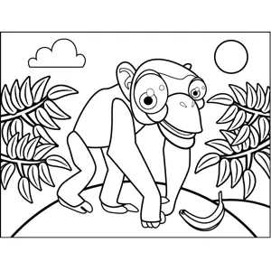 Grinning Monkey with Banana coloring page
