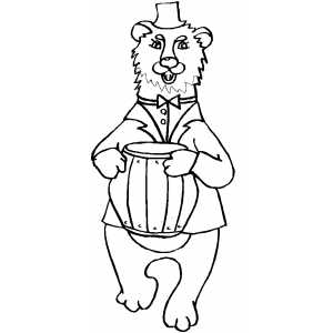 Happy Bear With Barrel Of Honey coloring page