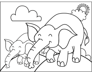 Happy Elephants coloring page