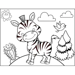Happy Zebra coloring page