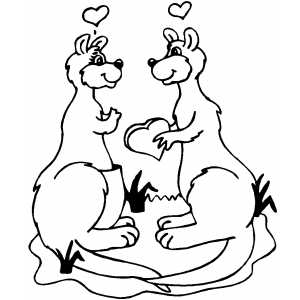 Kangaroos In Love coloring page