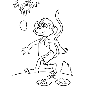 Monkey Spies Fruit coloring page