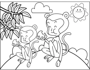 Monkeys Eating coloring page