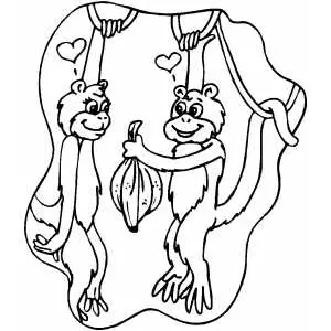 Monkeys In Love coloring page