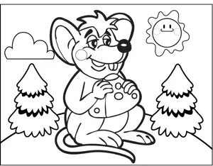 Mouse Eating Cheese coloring page