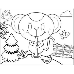 Mouse Playing Oboe coloring page
