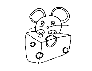 Mouse and Cheese Coloring Page