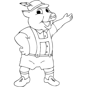 Pig in Suspenders coloring page