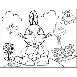 Pretty Rabbit with Carrot coloring page