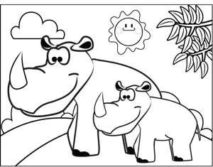 Rhinos coloring page