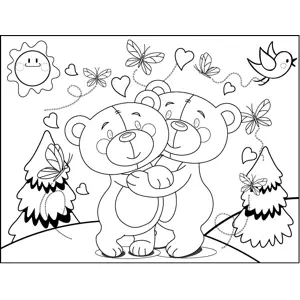 Romantic Spring Bears coloring page