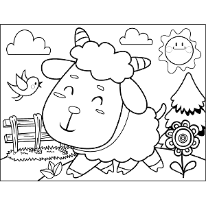 Sheep with Fence coloring page
